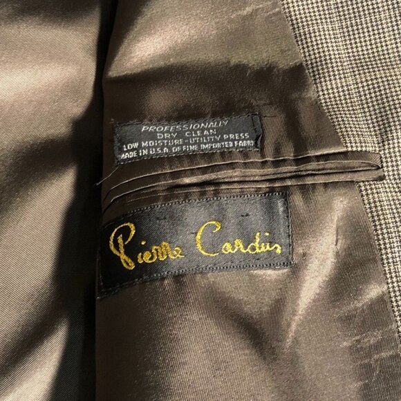 Pierre Cardin Mens Blazer Jacket 40R Gray Plaid Wool Blend Suit Coat 2-Button - Picture 3 of 14